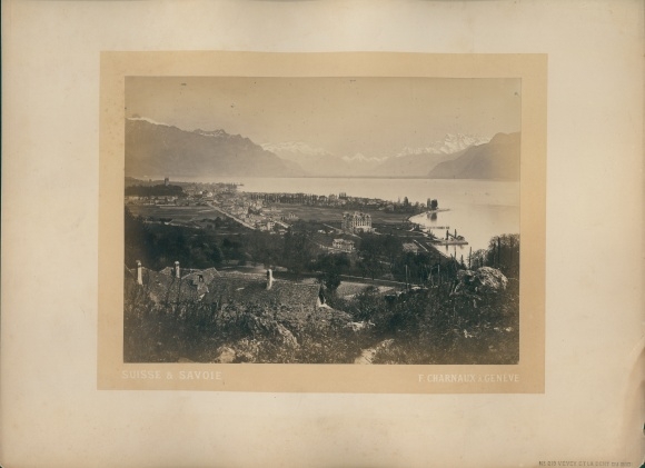 Photo Lac Leman, Lake Geneva Kt. Waadt Switzerland, around 1880, Les Dents du Midi, Atelier F. Charnaux, Genève