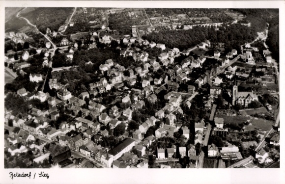 Postcard Betzdorf on the Sieg, aerial photograph
