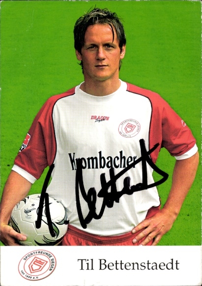 Autograph card footballer Til Bettenstaedt, Sportfreunde Siegen, autograph