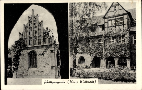 Postcard Heiligengrabe Kreis Wittstock, chapel with partial view of the monastery