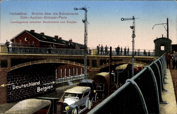 Postcard Herbesthal Lontzen Wallonia Liège, bridge over the railway line Cologne, Aachen, Brussels, Paris