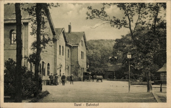 Postcard Varel in Oldenburg Jadebusen, train station