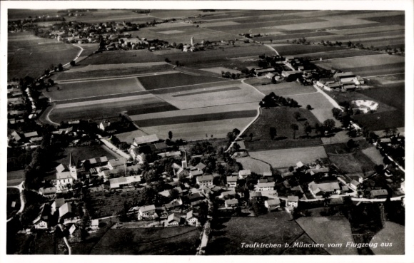 Postcard Taufkirchen near Munich, aerial photograph