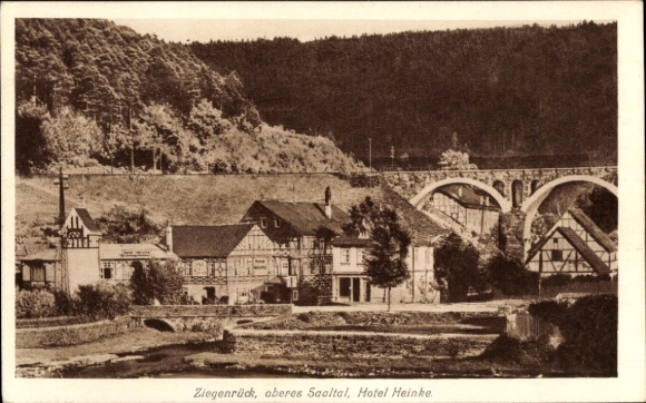Postcard Ziegenrück on the Saale Thuringia, upper Saaltal, Hotel Heinke