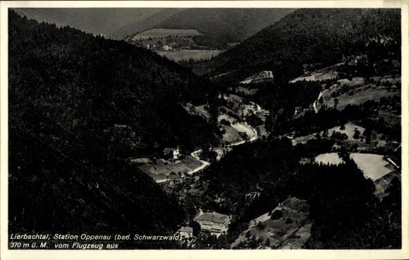 Ak Oppenau im Schwarzwald, Lierbachtal, Station  Schwarzwald, 370 m Höhe, Flugzeugaufnahme