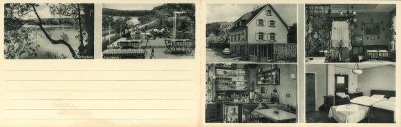 Folding PC Horhausen in the Westerwald, Pension Gaststätte Hermes, interior view, terrace