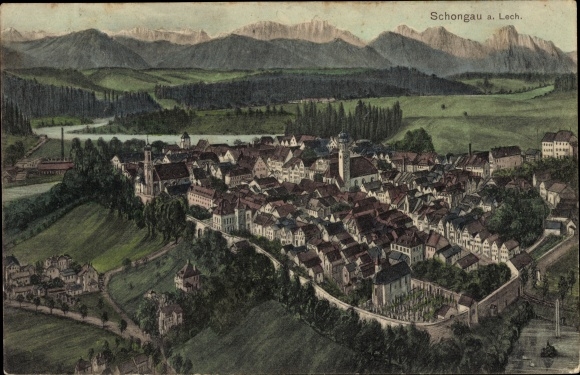 Ansichtkaart Schongau in Opper-Beieren, overzicht