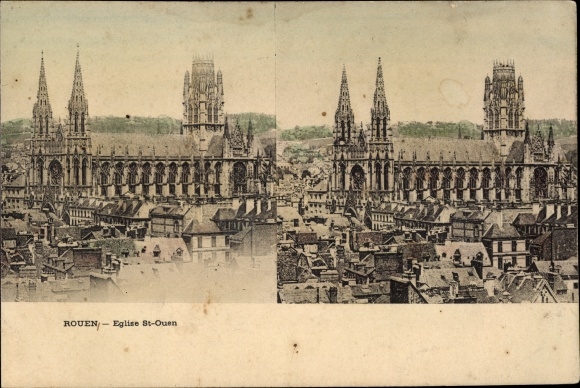 Stereo Postcard Rouen Seine-Maritime, Saint-Ouen church