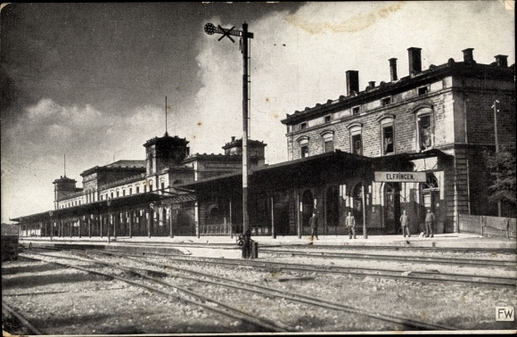Ak Elfringen Moselle, Vue da la gare, uitzicht op het treinstation, sporen