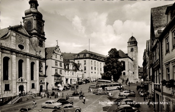 Postcard Hachenburg in the Westerwald, Alter Markt, cars