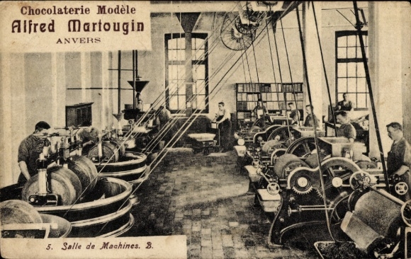 CPA Anvers Anvers Flandre, Chocolaterie Alfred Martougin, Salle de Machines