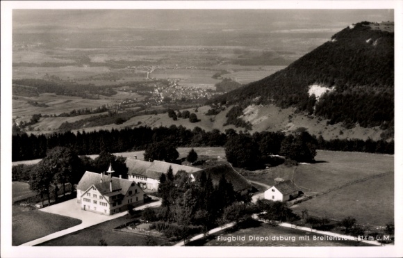 Postcard Lenningen Baden Württemberg, aerial photograph, Diepoldsburg, Breitenstein