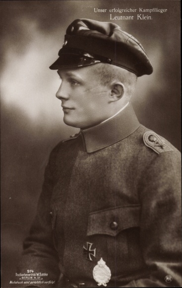 Ak Kampfflieger Leutnant Klein, Sanke 514, Jasta 10, Jagdstaffel Richthofen
