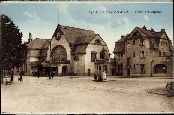Postcard Bad Kreuznach in Rhineland-Palatinate, train station
