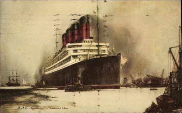 Ak stoomboot RMS Aquitania, Cunard Line