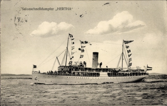Ak Salon Express Stoomboot Hertha, Braeunlich Stettin Shipping Company