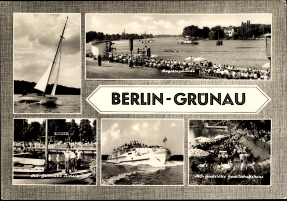 Ak Berlin Köpenick Grünau, Regaliagelände, Ausflugsschiff, KO Gaststätte Gesellschaftshaus