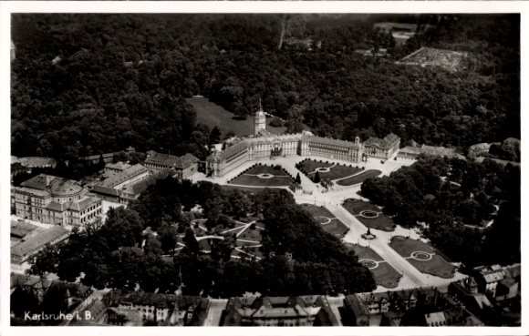 Postcard Karlsruhe in Baden, aerial photograph