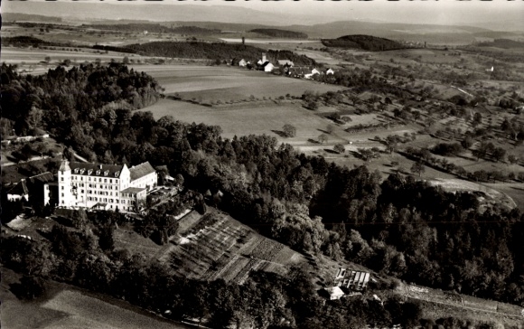 Postcard Überlingen on Lake Constance, Spetzgart Castle School, aerial photograph