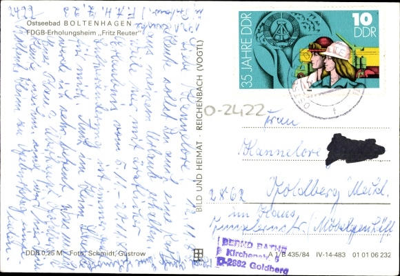 Postcard Baltic resort Boltenhagen, FDGB convalescent home Fritz Reuter