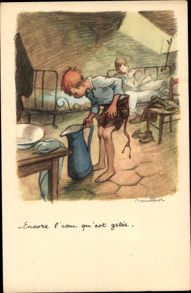 Artist Postcard Poulbot, Francisque, Still the water that is frozen, National League against the Taudis
