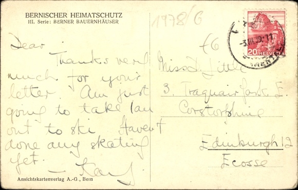 Postcard Niederried near Interlaken Bern Canton Switzerland, mountain hut