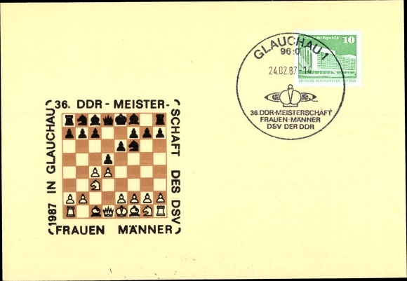 KP chess, odcisk: 36. NRD mistrzowie DSV, kobiety, mężczyźni, 1987 w Glauchau, mistrzostwa w szachach