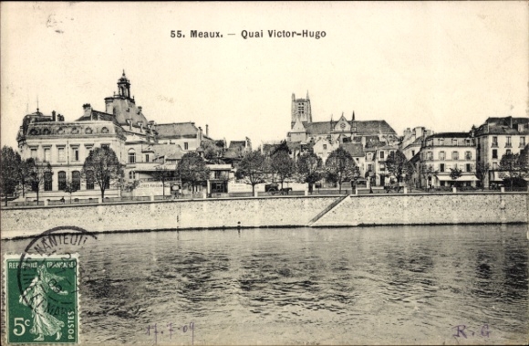 Ak Meaux Seine-et-Marne, Quai Victor-Hugo