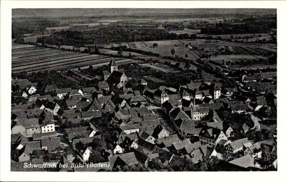 Ak Schwarzach Rheinmünster im Schwarzwald, Fliegeraufnahme