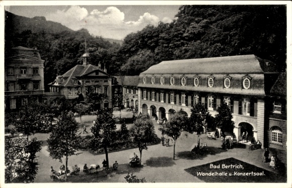 Postcard Bad Bertrich on the Mosel Eifel, promenade, concert hall, green nature, historical architecture...