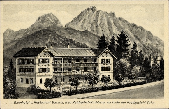 Artist PC Bad Reichenhall in Upper Bavaria, railway hotel and restaurant Bavaria, owner Jul. Herrlos