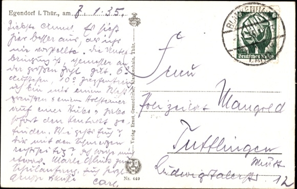 Postcard Egendorf Blankenhain in Thuringia, Thuringian State School for leadership and politics