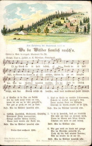 31 individual song cards, Anton Günther