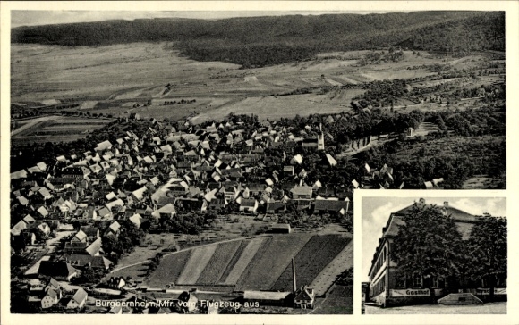 Postcard Burgbernheim Middle Franconia Bavaria, aerial view of small village, rural surroundings, buildings