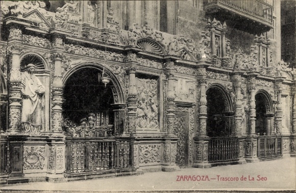 KP Zaragoza Saragossa Aragon, Trascoro de La Seo, ozdobne dekoracje, architektura