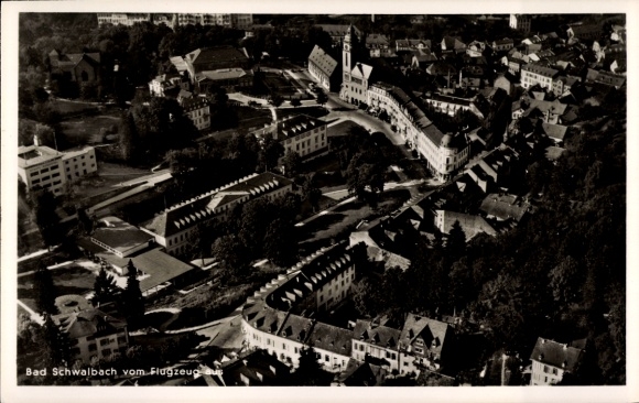 Postcard Bad Schwalbach im Taunus, aerial view of buildings and cityscape, trees, streets