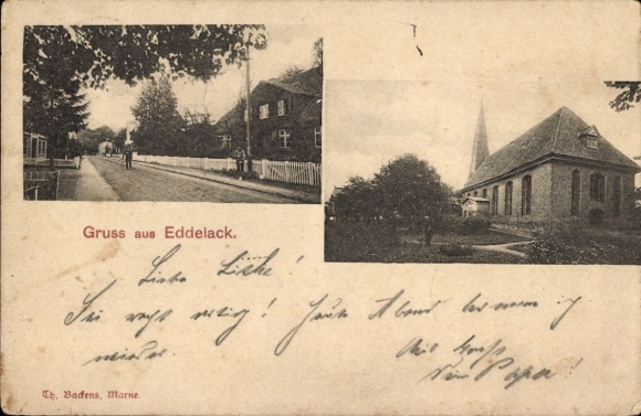 KP Eddelak w Dithmarschen, kościół, scena uliczna