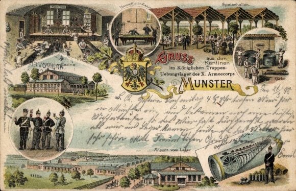 Litho Munster im Heidekreis, Truppenübungsplatz, Speisehalle, Offizierkasino, Kantine