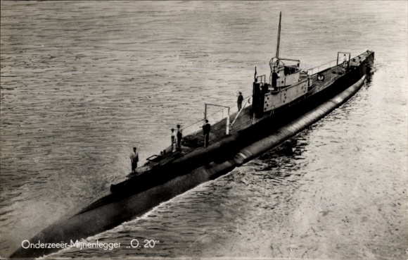 Postcard Dutch submarine, O 20, minelayer