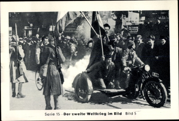 Sammelbild Der zweite Weltkrieg im Bild, Serie 15 Dreimächtepakt Bild 5, Der Putsch in Belgrad