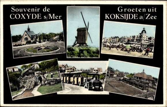Postcard Koksijde Koksijde sur Mer West Flanders, church, windmill, beach