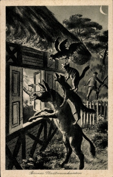 Postcard Hanseatic City of Bremen, Bremen Town Musicians