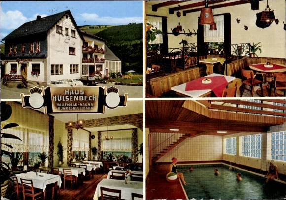 Postcard Elpe Bestwig in Sauerland, Haus Hülsenbeck, indoor swimming pool, guest room