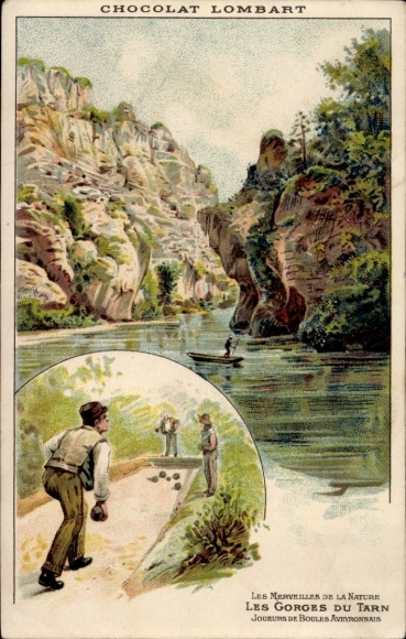 Chromo-Litho Lozère, Les merveilles de la Nature, Les Gorges du Tarn, Boule, Advertising, Chocolat Lombart