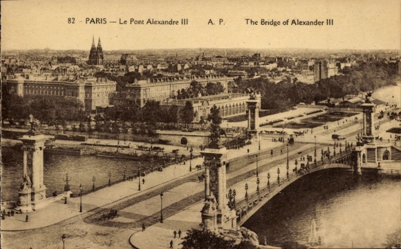 Ak Paris VII, Pont Alexandre III, Stadtpanorama