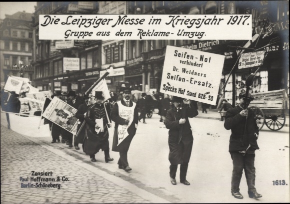 PC Leipzig, Leipzig Fair in the war year 1917, advertising move, soap shortage, Dr. Weidner&#39;s soap substitute