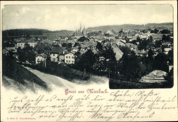 Postcard Miesbach in Oberbayern, nice detailed view