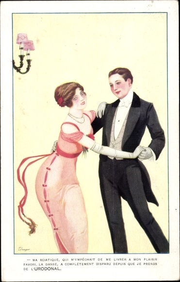 Artist Postcard My Sciatica, which prevented me from indulging in my pleasure, Urodonal, Reklame, Tänzer