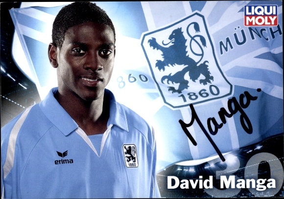 Autogrammkarte Fußballer David Manga, TSV 1860 München, Autogramm