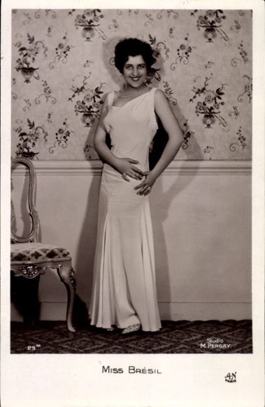 Photo Postcard Miss Brazil, portrait in dress